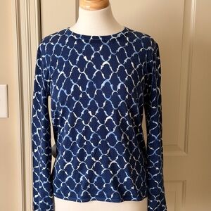 J MCLAUGHLIN Navy Blue Long-Sleeve Geometric Print Sweater
